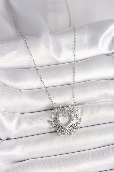 Skygo 316L Steel Silver Color Zircon Stone Heart Model Women's Necklace - Tj-Bko9919