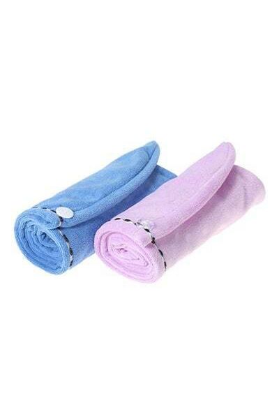 HALAMODO Pack of 2 Hair Towel Set Blue/Pink