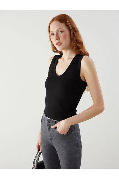 LC Waikiki Lcw Vision Black V-Neck Women's Tank Top