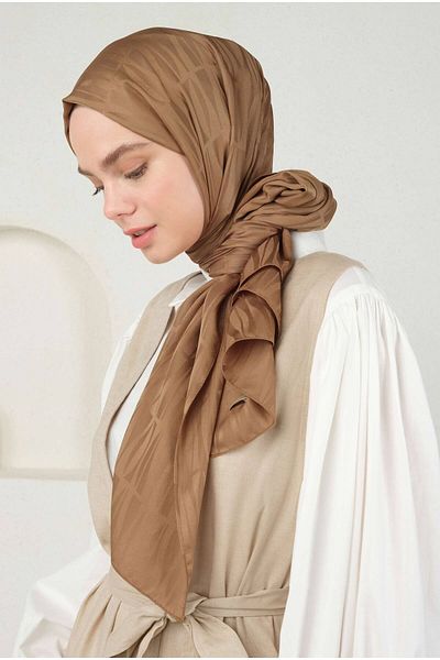 HEQA Jou Pattern Jacquard Shawl, Hazelnut Shell