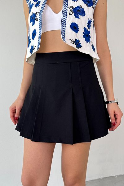Cappmoda ETK-02335 Fusta mini cu pliuri negre