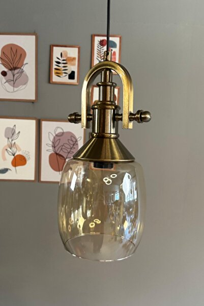 Bamyum Pearl Cam Bal Rengi Tekli Avize Gemici Eskitme Başlık Retro Sarkıt Lamba Salon Aydınlatma