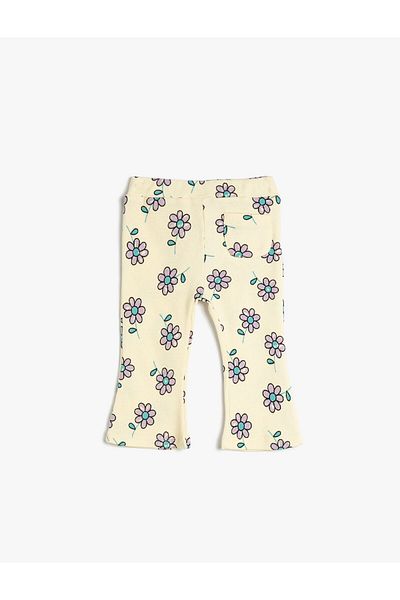 Koton Cotton Spanish Leg Leggings - Floral Pocket Detail