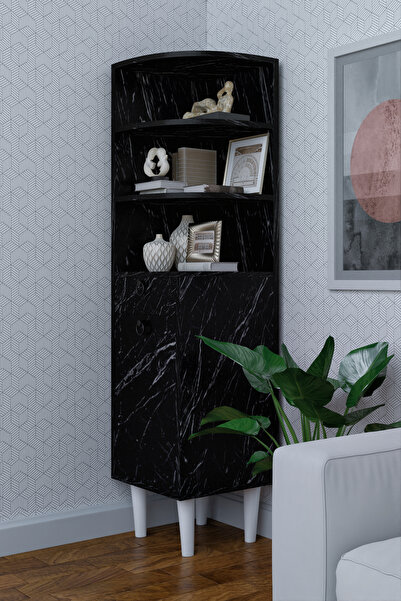 moka park avm Ekim Çok Amaçlı Dekoratif Şık Köşe Dolabı Siyah Oval