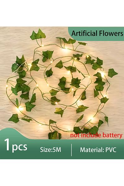 Choice 1pcs 5m 50led Flower Green Leaf String Lights Artificial Ivy Vine Fairy Light Decor Wall Plant