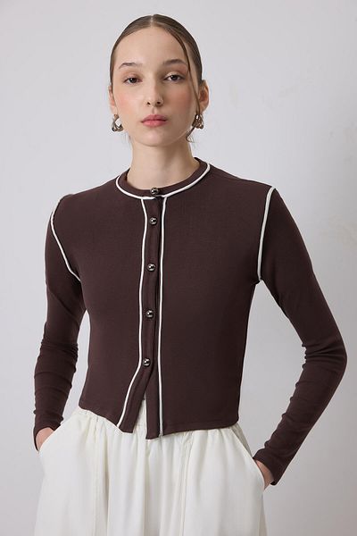 Touché Privé Contrast Line Detail Knitted Cardigan