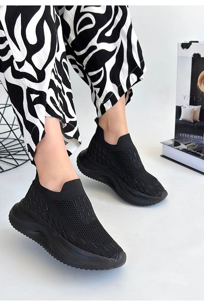 ED KLAS Soord Black Knitwear Beaded Sneakers