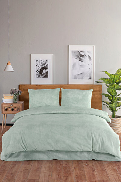 Karden Flower Set cuvertură de pilota dublă din bumbac solid - Verde