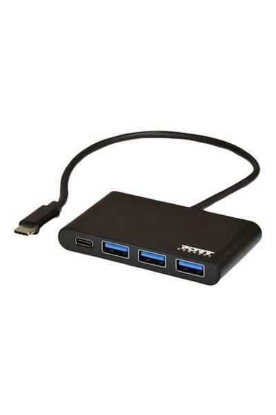 PORT DESIGNS Port Design Type C To 3 USB 3.0 And Type C Hub Black