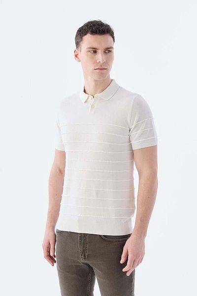 Jakamen Μπλουζάκι με γιακά πόλο με κουμπιά Ecru Slim Fit