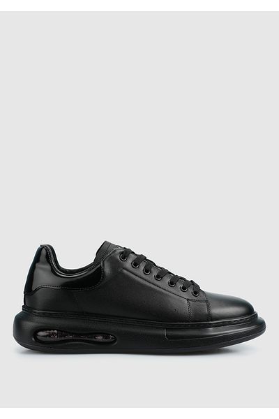Provoq Black Leather Men's Sneakers