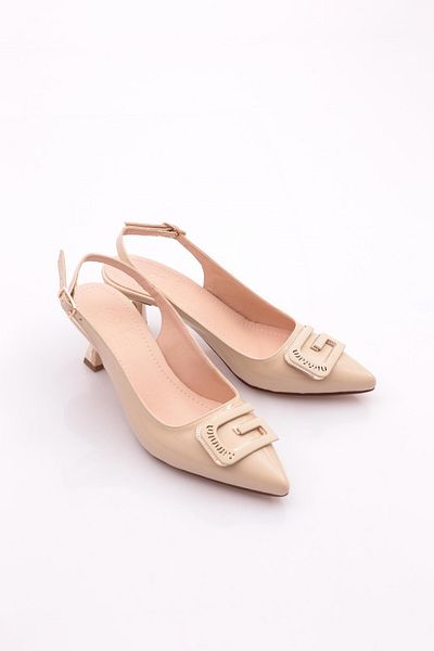DGN Women's Buckle Heeled Shoes Skin Wrinkled Patent Leather 216132621