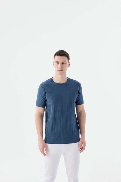 Jakamen Μπλουζάκι Σκούρο Μπλε Slim Fit Κυκλικό Λαιμό