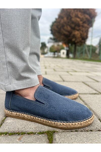 by selvi Lukka Shoes Daisy Erkek Suni Deri Mavi Lastikli Espadril