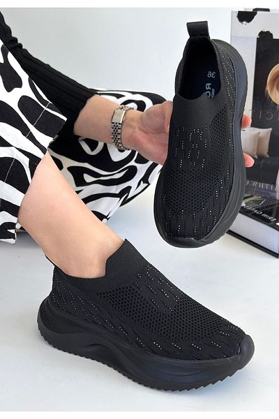 ED KLAS Soord Black Knitwear Beaded Sneakers