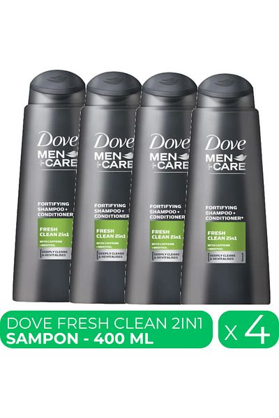 Dove Fresh Clean, 2in1 men's shampoo, 4 pcs x 400 ml
