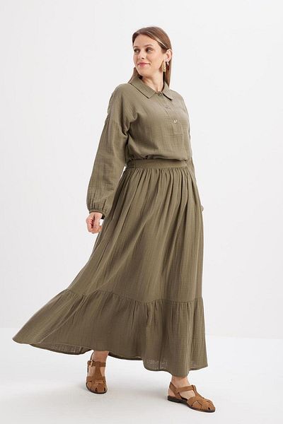 ALLDAY 24Ds62059Al0 Women's Linen Flared Skirt