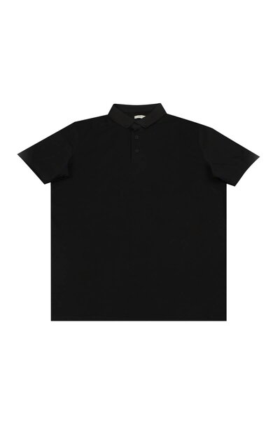 Jakamen Μαύρο μπλουζάκι με κουμπιά πόλο με λαιμόκοψη