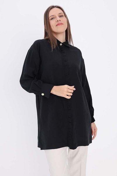 ALLDAY 24Ds51246Al0 Women's Ruffled Slit Shirt