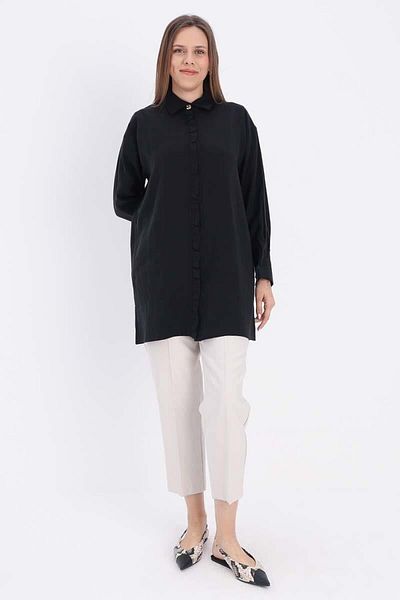 ALLDAY 24Ds51246Al0 Women's Ruffled Slit Shirt