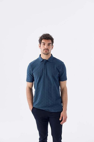 Jakamen Μπλουζάκι με γιακά πόλο Navy Blue Slim Fit 100% βαμβάκι