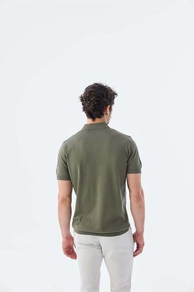 Jakamen Μπλουζάκι με λαιμόκοψη πόλο με λεπτή λωρίδα χακί