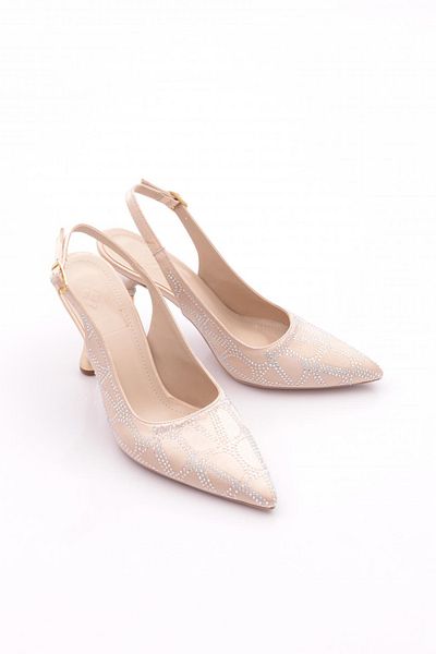 DGN Women's Pointed Toe Heeled Shoes Beige 61143534