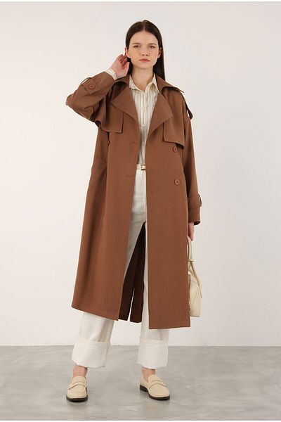 HEQA Trench Coat Trening Garment with Coffee Fashion