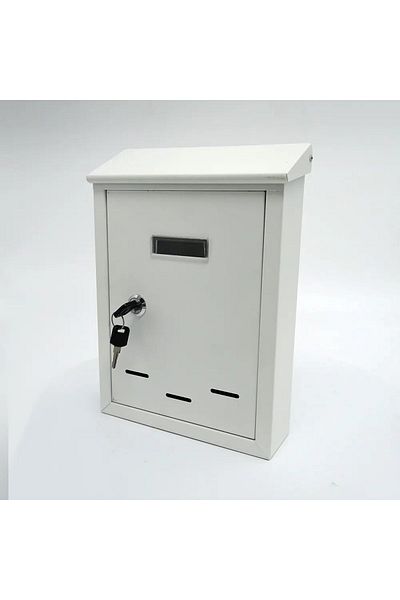 Generic Metal Key Lock MailBoxes for Outside, Locking Wall Mount Mailbox, 30H x 21L x 9.4W cm - White