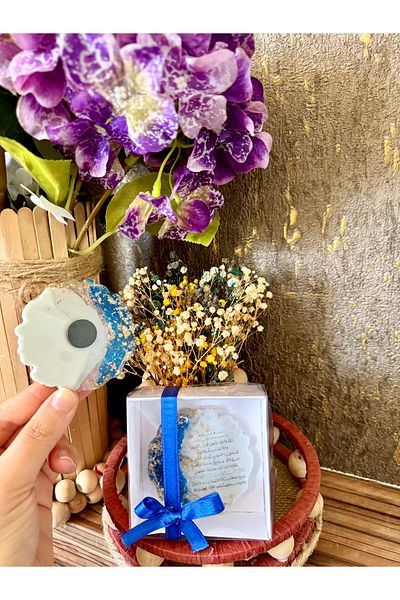 Larmina Decoration 15 Pieces Blue Stone Epoxy Magnet with Box