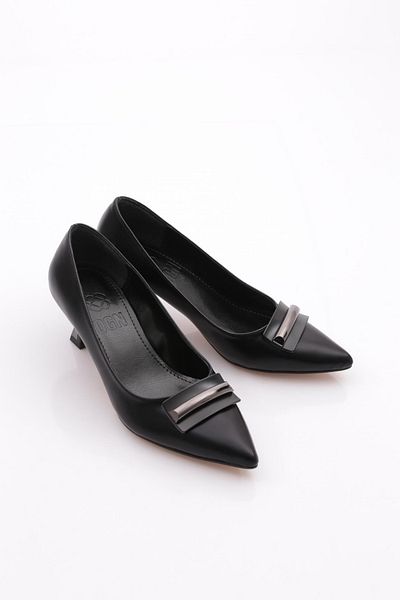 DGN Pantofi cu toc de damă negru metalic 2163102621