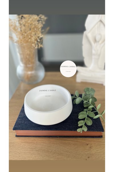 Jasmine Candle El Yapımı Beton Yuvarlak Dekoratif Kase Tabak Takı Kutusu