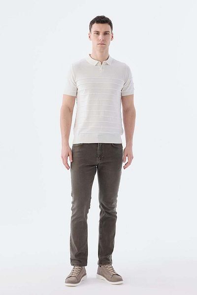 Jakamen Μπλουζάκι με γιακά πόλο με κουμπιά Ecru Slim Fit