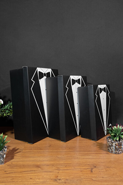 SİMGE KUTU Büyük Boy Xxl - Damat Bohçası Kutusu - Damat Kutusu - Çeyiz Kutusu Seti 3'lü Set