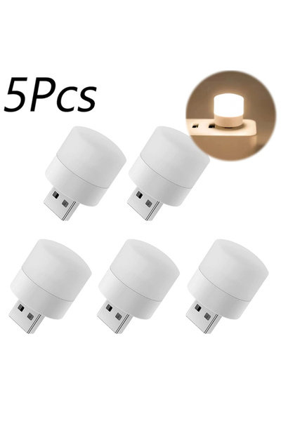 ZUIDID 10 قطع بيضاء 1/10 قطع مصباح ليلي صغير USB دافئ أبيض لحماية العين ضوء ق...