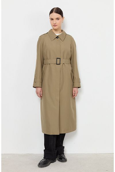 Fatma Atasoy Single Breasted Khaki Trench Coat