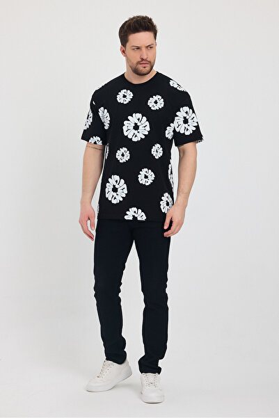 Club JU Bisiklet Yaka Ön Arka Baskılı Omuz Düşük Comfort Erkek Tişört-2521