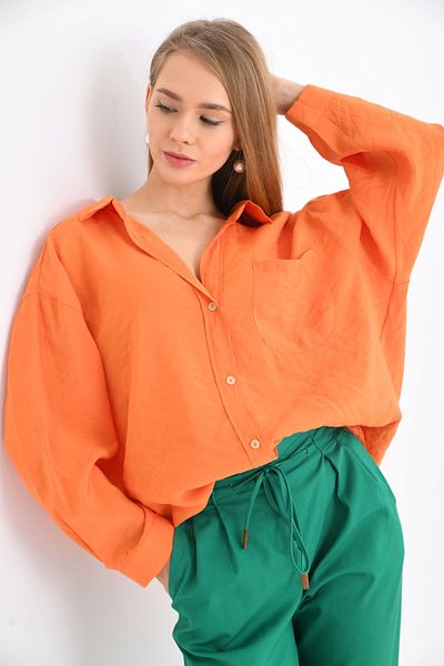 Park Karon Cămașă de bază oversize, 100% bumbac, cu mânecă lungă