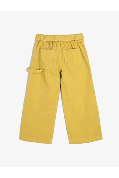 Koton Jeanshose mit Gürtel, weites Bein, Cargotasche, Baumwolle