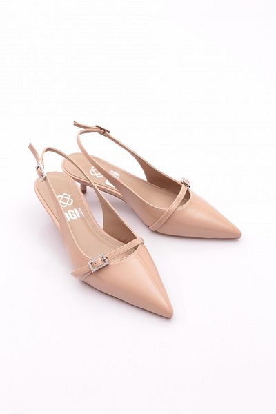 DGN Pantofi de dama cu toc inalt din piele lacuita bej 6432535