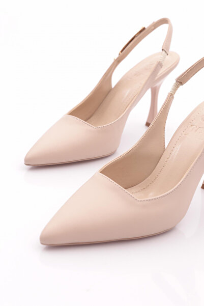 DGN Kadın Sivri Burun Topuklu Ayakkabı Bej 61583534