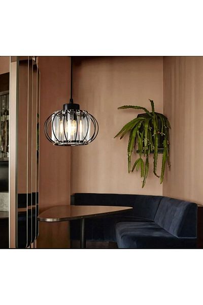 MİNAYS Modern Luxury Crystal Stone Black Single Chandelier