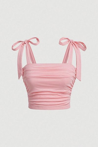 Köstebek Pink Bow Y2K Strap Crop