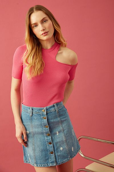 Park Karon Fusta mini din denim - cu nasturi în față