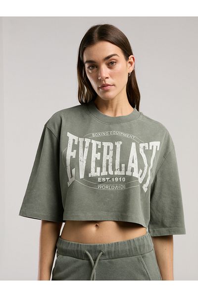 EVERLAST Αυθεντικό γυναικείο μπλουζάκι Boxing Wmn Khaki Crop