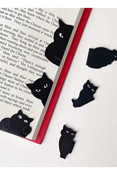 Yelajoy Magnetic Bookmarks Set, Pack of 6, Cute Cat, For Teachers, Students, Book Lovers, Black