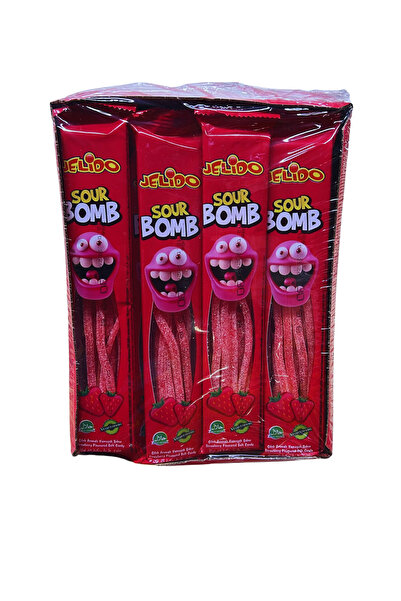 Jelido جيليدو سور بومب جيلي بون حلوى ناعمة بنكهة الفراولة 24 قطعة