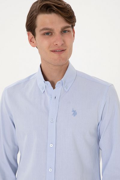 U.S. Polo Assn. Cămașă cu mânecă lungă albastru deschis pentru bărbați 50299598-VR003