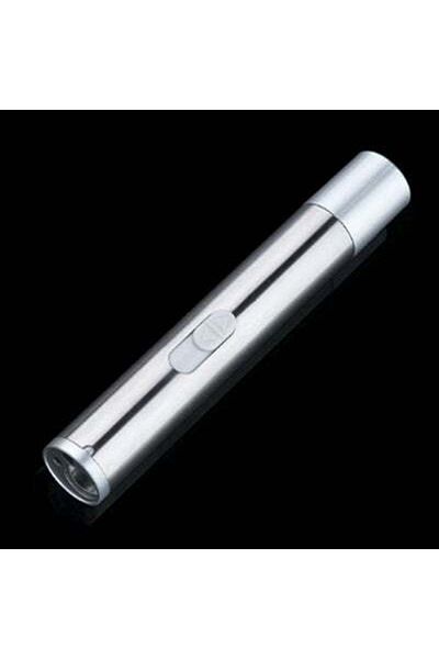 HALAMODO Led Flashlight Mini Portable Torch Lamp Silver 11.50*1.50*1.50cm