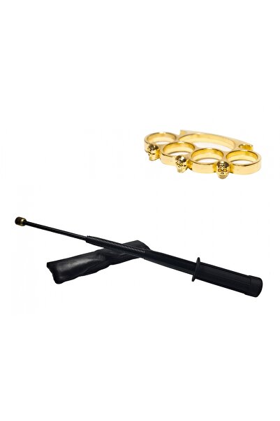 Depox Sada flexibilní teleskopické černé hole 47 cm a zlaté krabičky s lebkou